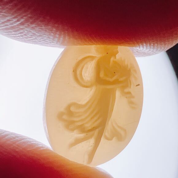 Vintage Mid Century Shell Cameo Virgo Muse Unset Cabochon 1940s Italy - Picture 3 of 14